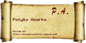 Petyko Avarka névjegykártya